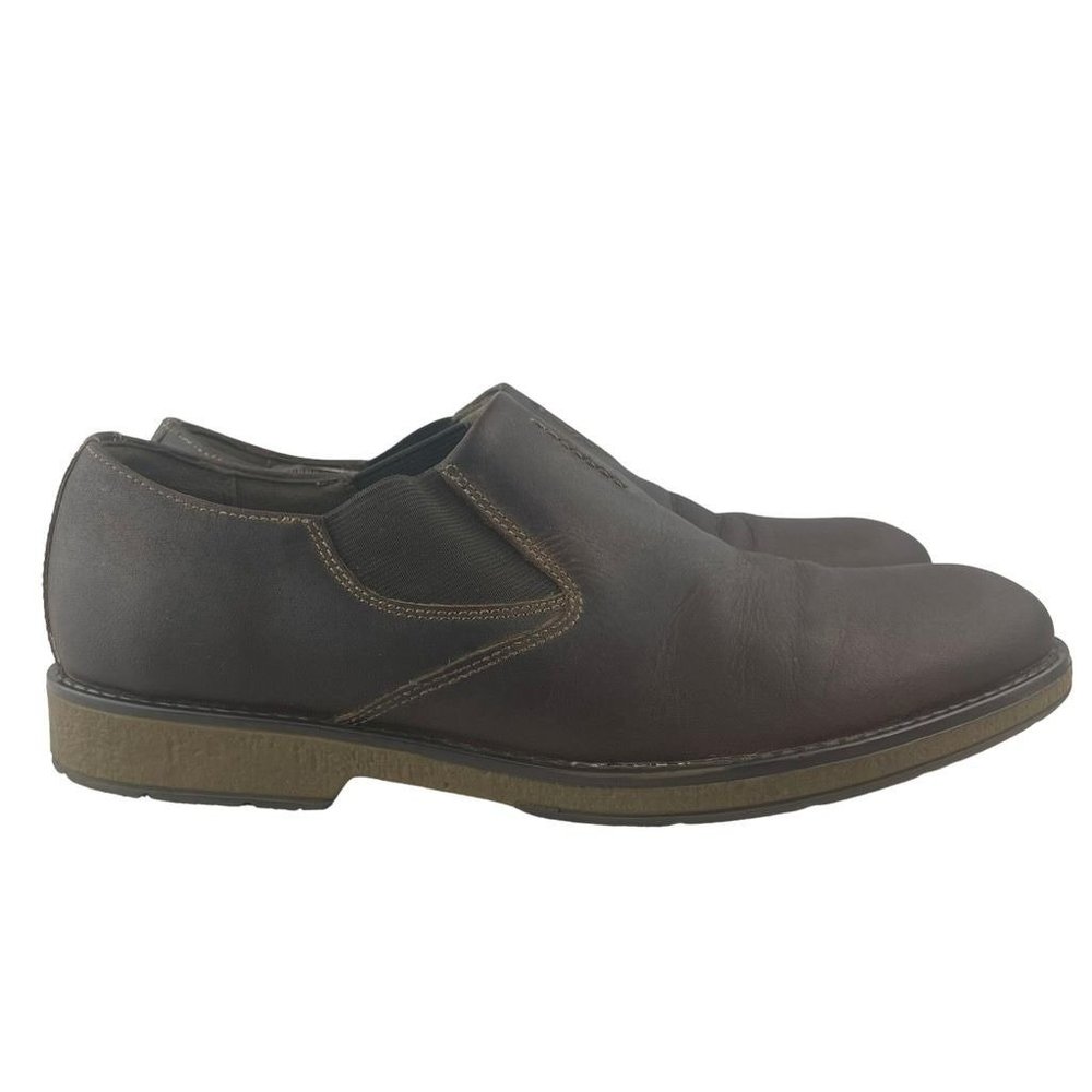 Clarks Mens J Hinman Step Slip-On Shoes Brown Leather Stretch Cushioned 9.5M - Picture 4 of 9